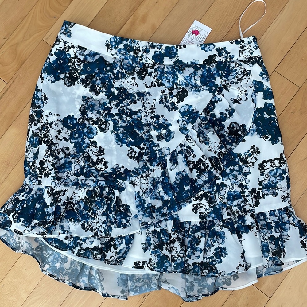 Floral faux wrap skirt
